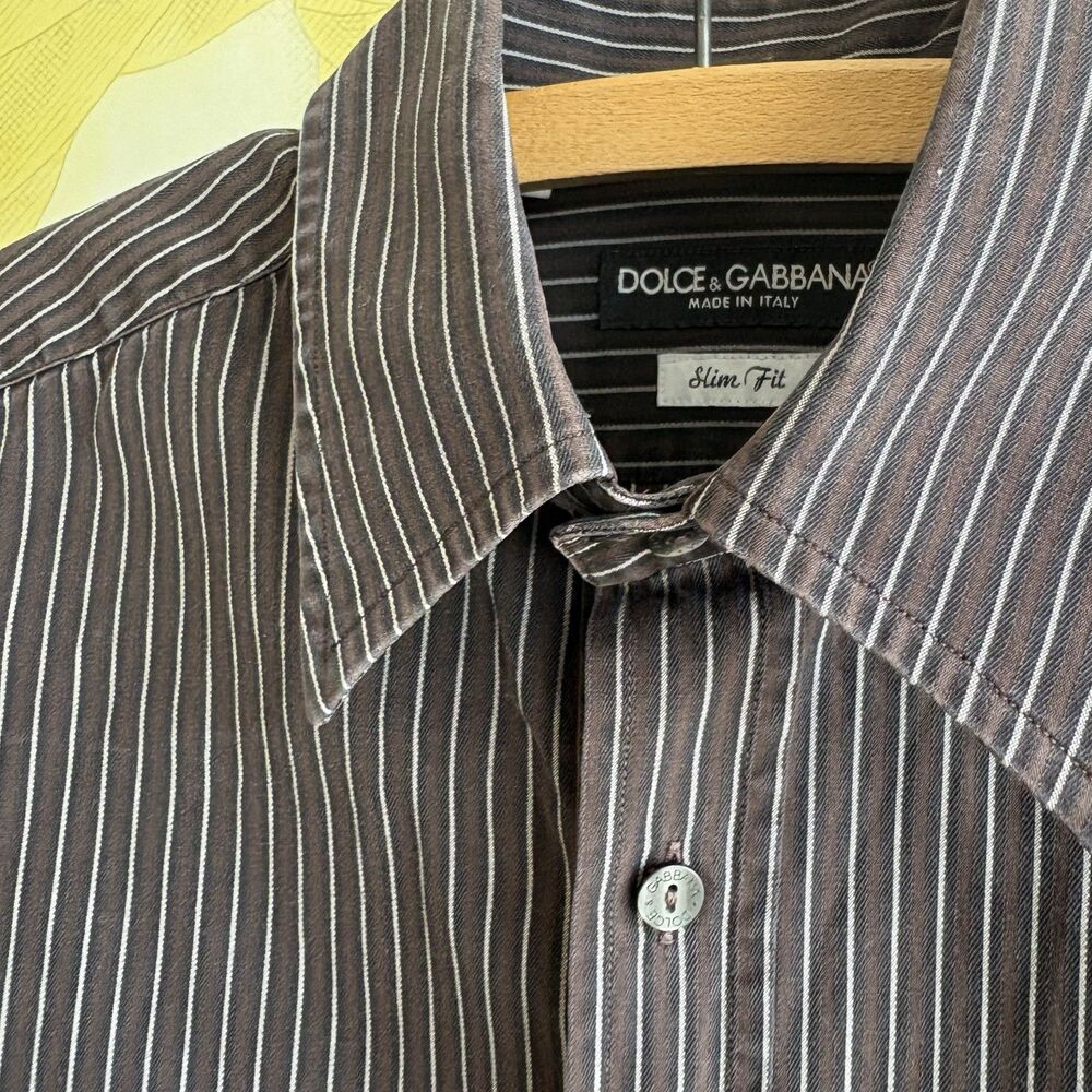 Vintage Dolce & Gabbana Cropped Oxford Pinstripe Button Down Shirt Fitted Y2K - Picture 4 of 9